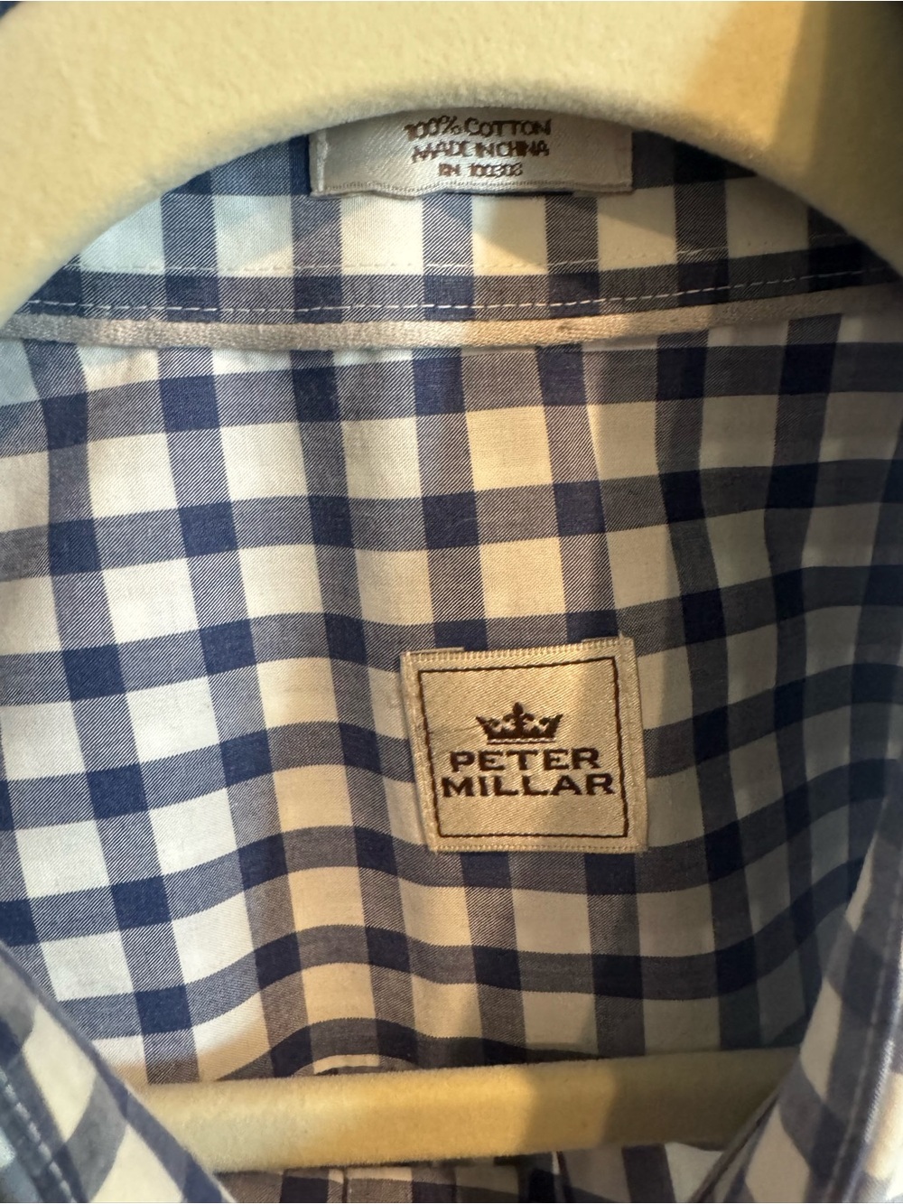Peter Millar XL Blue & White Check 100% Cotton Shirt